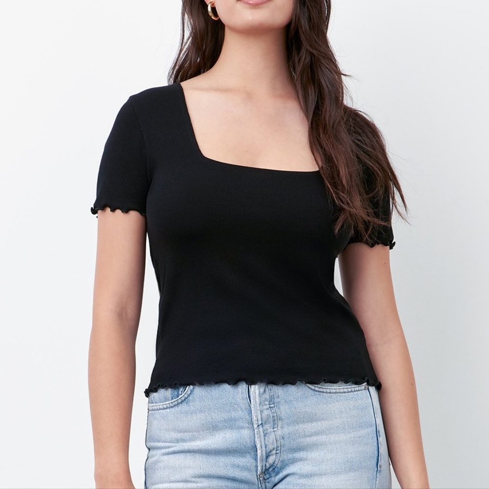 Square-Neck Ribbed Top